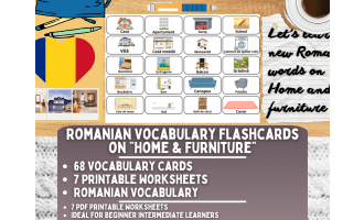 Romanian Picture Vocabulary Flashcards - Home & Furniture