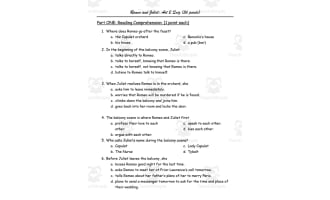 Romeo & Juliet Quizzes & Final Exam - Acts 1-5 with Answer Key