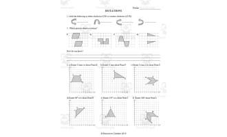 Rotations & Transformations – Middle School Worksheet Set