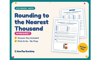 Rounding to the Nearest Thousand Worksheet – 4th Grade Estimation