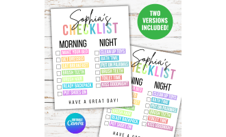 Routine Chart for Kids Morning & Bedtime Checklist, Responsibility