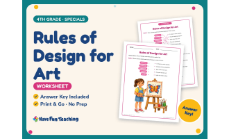Rules of Design for Art Worksheet – 4th Grade Specials Practice