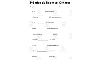 saber and conocer practice worksheets with answers