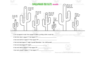 Saguaros By Size | Ordering Math Worksheet