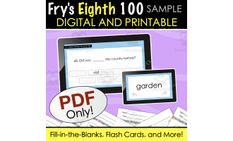 SAMPLE Fry's Eighth 100 Sight Words - Digital and Printable Quiz