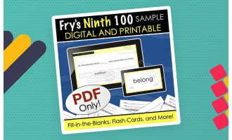 SAMPLE Fry's Ninth 100 Sight Words - Digital and Printable Quiz
