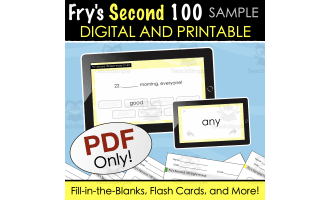 SAMPLE Fry's Second 100 Sight Words - Digital and Printable Quiz