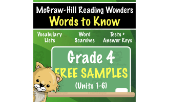 SAMPLE Grade 4 Vocabulary (McGraw-Hill Wonders) Week 1 of Units 1-6
