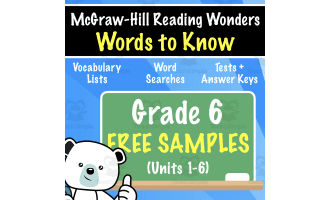 SAMPLE Grade 6 Vocabulary (McGraw-Hill Wonders) Week 1 of Units 1-6