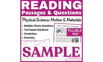 SAMPLE physical Science Reading Passage: Electric Cars (FILLABLE PDF)