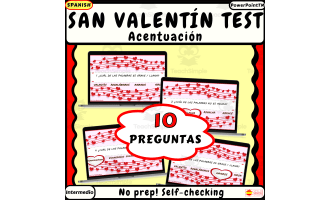 San Valentín Spanish accent no prep game La acentuación quiz