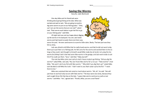 Saving the Worms Reading Comprehension Worksheet