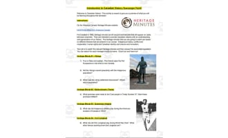 Scavanger Hunt: Heritage Minutes - Canadian History