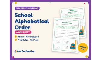 School Alphabetical Order Worksheet – 3rd Grade Back to School