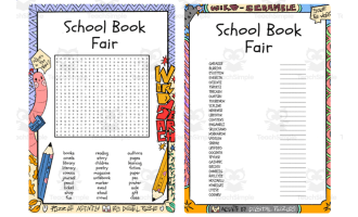 School Book Fair word search & scramble