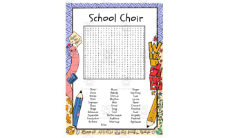 School Choir word search puzzle worksheet activity