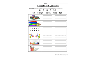 School Stuff Counting Worksheet