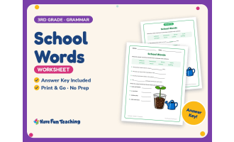 School Words Worksheet – 3rd Grade Back to School Practice