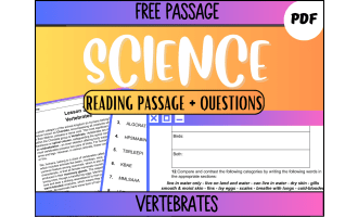 Science Reading Comprehension Passage 32: Vertebrates PDF