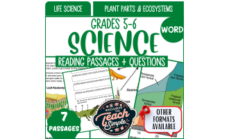 Science Reading Comprehension: Plant Parts and Ecosystems (Word)