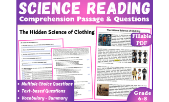 Science Reading Passage: The Science of Clothing (Fillable PDF)