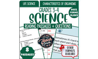 Science Reading Passages on Characteristics of Organisms Google Drive
