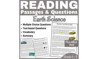 Science Reading Passages: Volcanoes, Rocks, & Mountains (FILLABLE PDF)