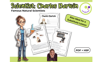 Scientist Charles Darwin Fact Sheet, Quiz + Exercises | PDF + H5P