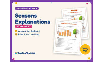 Seasons Explanations Worksheet – 3rd Grade Weather Practice