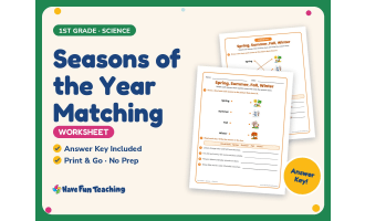 Seasons of the Year Matching Worksheet – 1st Grade Weather Practice