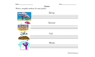 Seasons of the Year Sentences Worksheet