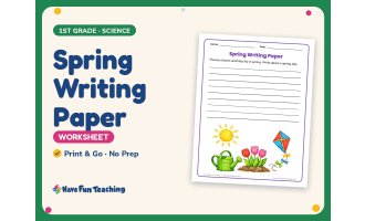 Seasons Worksheet: Spring Writing Paper – 1st Grade Practice