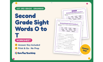 Second Grade Sight Words O to T Worksheet – 1st-3rd Grade Dolch Words