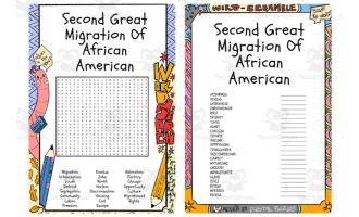 Second Great Migration Of African American word search & scramble