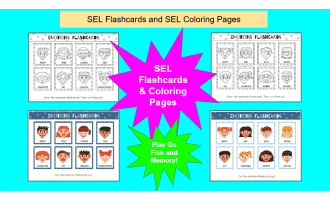 SEL Flashcards for Social Emotional Learning with SEL Coloring Pages