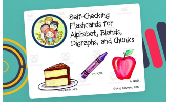 Self-Checking Flash Cards | Alphabet, Blends, Digraphs & Chunks