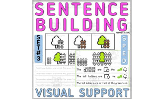 Sentence Building with Visual Structure Task Cards Center 3