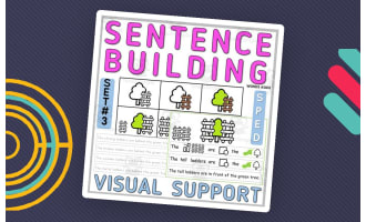 Sentence Building with Visual Structure Task Cards Center 3