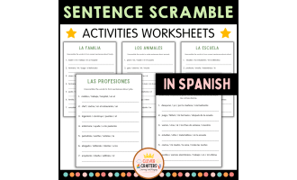 Sentence Scramble Grammar Worksheet in Spanish - Desorden de Oraciones