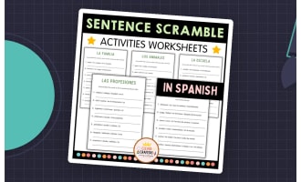 Sentence Scramble Grammar Worksheet in Spanish - Desorden de Oraciones