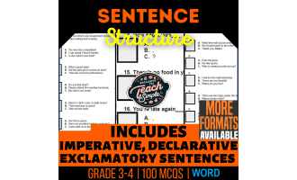 Sentence Structure Practice Questions - Grade 3-4 Grammar (Word)