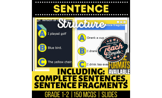 Sentence Structure Practice Questions - Grades 1-2 Grammar (Slides)
