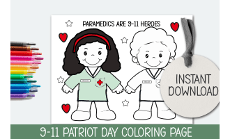 September 11th Coloring Sheet, 9-11 Kindergarten Activity, Patriot Day