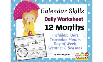 September Calendar Skills Daily Worksheet - Trace, Write, Color - FREE