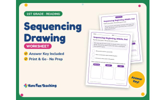 Sequencing Drawing Worksheet – 1st Grade Summarizing Practice