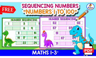 SEQUENCING NUMBERS WORKSHEETS 1 to 100 | DInosaur Theme