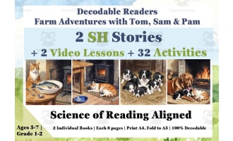 SH: 2 Decodable Reading Books + 2 Video Lessons + 32  Worksheets SOR