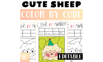 Sheep Editable Color By Code Worksheet, Animals Color By Number