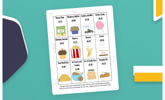 Shopping for Snacks Math Activity