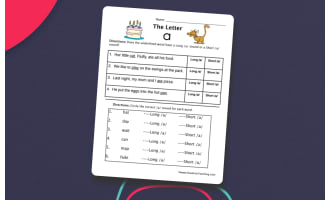 Short and Long Vowel A Worksheet